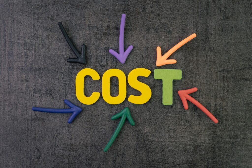 cost with arrows graphic representing erp tco total cost of ownership