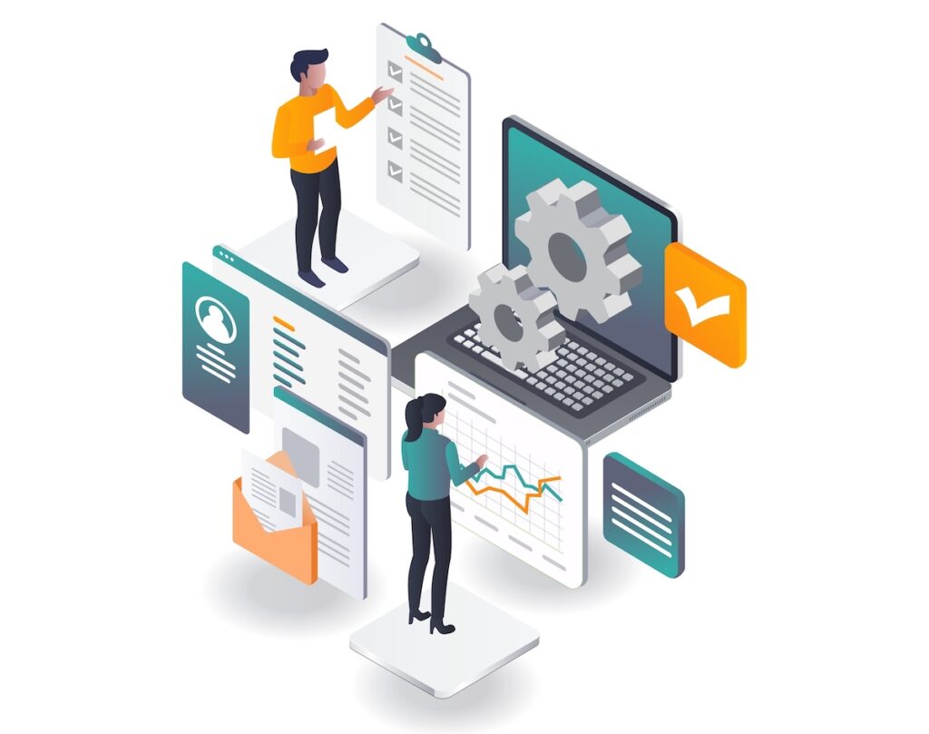 erp customization isometric illustration