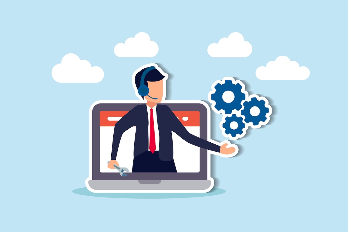 illustration of erp professional services agent in computer