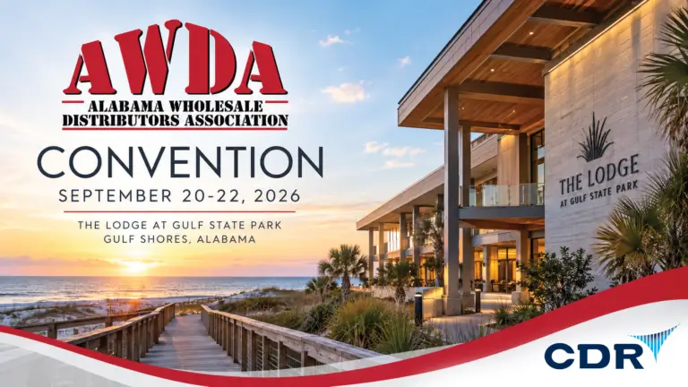 AWDA 2026 Convention at The Lodge at Gulf State Park in Gulf Shores, Alabama, overlooking the Gulf Coast at sunset.